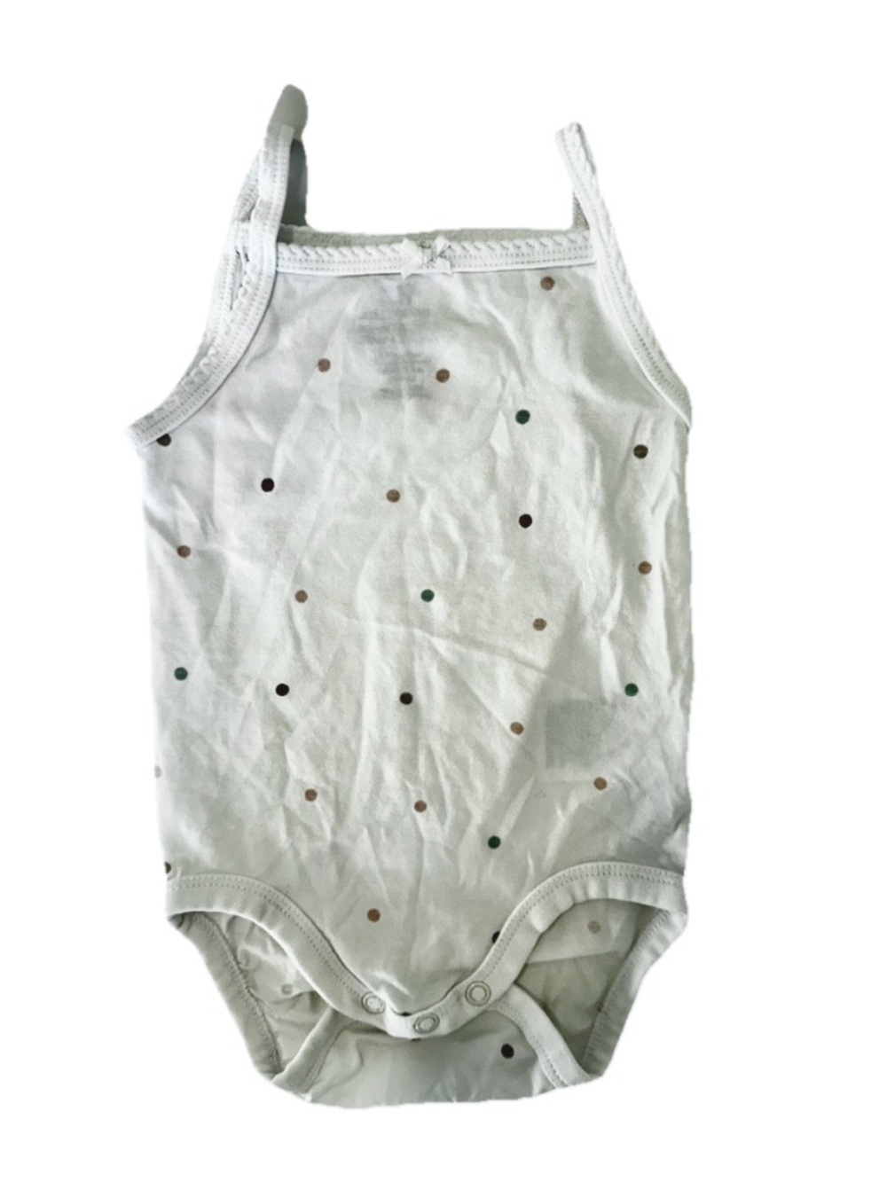 H&M White Baby Tank Bodysuit with Subtle Pink Dots